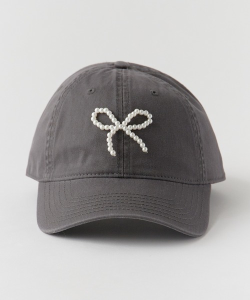 ROOPTOKYO（ループトウキョウ）の「ビーズリボン 6パネル キャップ（キャップ・レディース・グレー/ブルー/ネイビー/ブラウン/ピンク/アイボリー/ブラック/カーキ/エメラルド・FREE）」の4枚目の写真