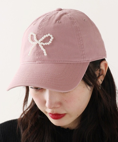 ROOPTOKYO（ループトウキョウ）の「ビーズリボン 6パネル キャップ（キャップ・レディース・グレー/ブルー/ネイビー/ブラウン/ピンク/アイボリー/ブラック/カーキ/エメラルド・FREE）」の9枚目の写真