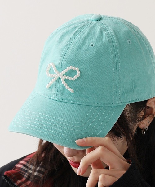 ROOPTOKYO（ループトウキョウ）の「ビーズリボン 6パネル キャップ（キャップ・レディース・グレー/ブルー/ネイビー/ブラウン/ピンク/アイボリー/ブラック/カーキ/エメラルド・FREE）」の6枚目の写真
