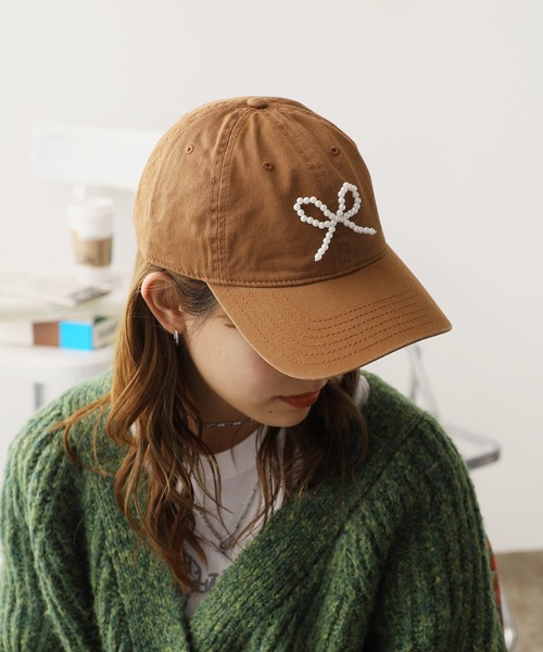 ROOPTOKYO（ループトウキョウ）の「ビーズリボン 6パネル キャップ（キャップ・レディース・グレー/ブルー/ネイビー/ブラウン/ピンク/アイボリー/ブラック/カーキ/エメラルド・FREE）」の12枚目の写真