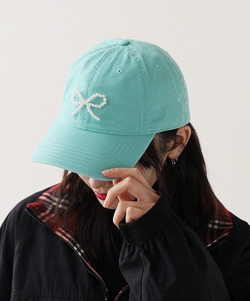 ROOPTOKYO（ループトウキョウ）の「ビーズリボン 6パネル キャップ（キャップ・レディース・グレー/ブルー/ネイビー/ブラウン/ピンク/アイボリー/ブラック/カーキ/エメラルド・FREE）」の20枚目の写真