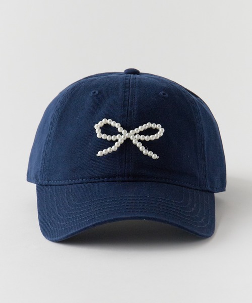 ROOPTOKYO（ループトウキョウ）の「ビーズリボン 6パネル キャップ（キャップ・レディース・グレー/ブルー/ネイビー/ブラウン/ピンク/アイボリー/ブラック/カーキ/エメラルド・FREE）」の21枚目の写真