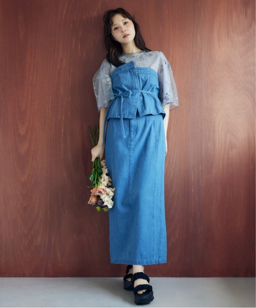 mysty woman（ミスティウーマン）の「フローラル刺繍フレアスリーブブラウス　320879（シャツ/ブラウス・レディース・アイボリー/グレイッシュブルー/グレー/ピンクベージュ/ベージュ/オフホワイト・FREE）」の12枚目の写真