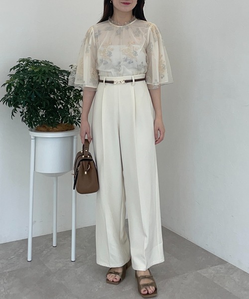 2,500円お安く!◎Volan◎All-round◎9inch セール】フローラル刺繍フレアスリーブブラウス 320879（シャツ