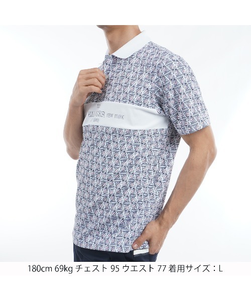TOMMY HILFIGER GOLF（トミー ヒルフィガー ゴルフ）の「ﾖｯﾄﾌﾟﾘﾝﾄ 半袖ﾎﾟﾛｼｬﾂ（ポロシャツ・メンズ・ホワイト/ネイビー・L/M/LL）」の3枚目の写真