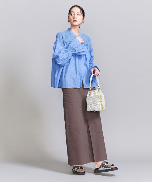 BEAUTY&YOUTH UNITED ARROWS(ビューティーアンドユースユナイテッドアローズ)の「【WEB限定】コットンレーヨン シャーリングブラウス -ウォッシャブル-(シャツ/ブラウス・レディース・ライラック/ライトブルー/ブラック/ホワイト・FREE)」の14枚目の写真