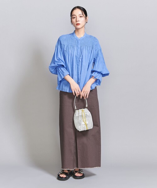 BEAUTY&YOUTH UNITED ARROWS(ビューティーアンドユースユナイテッドアローズ)の「【WEB限定】コットンレーヨン シャーリングブラウス -ウォッシャブル-(シャツ/ブラウス・レディース・ライラック/ライトブルー/ブラック/ホワイト・FREE)」の15枚目の写真