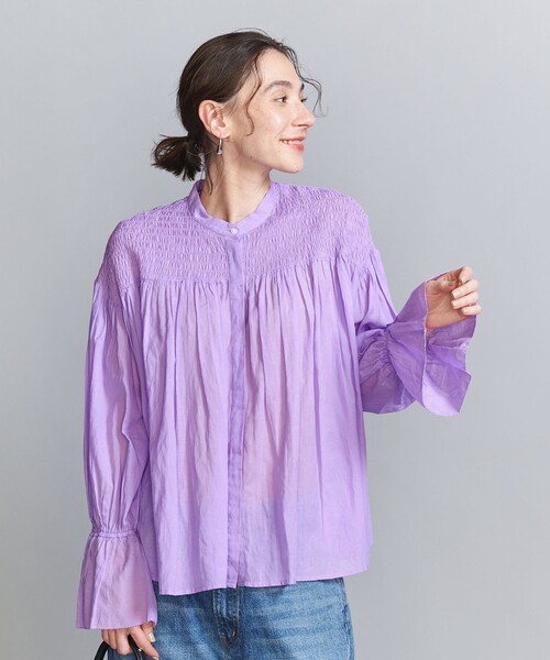 BEAUTY&YOUTH UNITED ARROWS(ビューティーアンドユースユナイテッドアローズ)の「【WEB限定】コットンレーヨン シャーリングブラウス -ウォッシャブル-(シャツ/ブラウス・レディース・ライラック/ライトブルー/ブラック/ホワイト・FREE)」の16枚目の写真