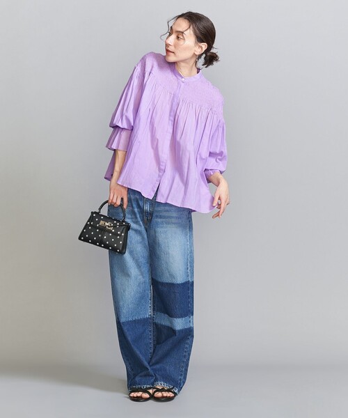 BEAUTY&YOUTH UNITED ARROWS(ビューティーアンドユースユナイテッドアローズ)の「【WEB限定】コットンレーヨン シャーリングブラウス -ウォッシャブル-(シャツ/ブラウス・レディース・ライラック/ライトブルー/ブラック/ホワイト・FREE)」の18枚目の写真