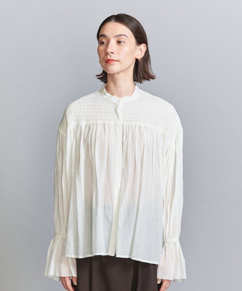 BEAUTY&YOUTH UNITED ARROWS(ビューティーアンドユースユナイテッドアローズ)の「【WEB限定】コットンレーヨン シャーリングブラウス -ウォッシャブル-(シャツ/ブラウス・レディース・ライラック/ライトブルー/ブラック/ホワイト・FREE)」の19枚目の写真