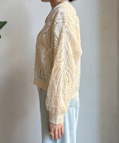 DouDou（ドゥドゥ）の「コードレースニット切替Vカーディガン（カーディガン/ボレロ・レディース・ブラック/ライトベージュ・FREE）」の15枚目の写真