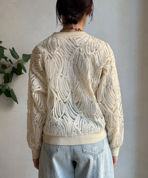 DouDou（ドゥドゥ）の「コードレースニット切替Vカーディガン（カーディガン/ボレロ・レディース・ブラック/ライトベージュ・FREE）」の16枚目の写真