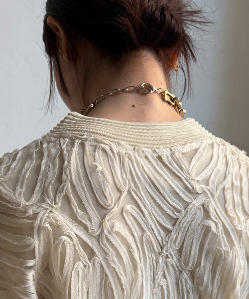 DouDou（ドゥドゥ）の「コードレースニット切替Vカーディガン（カーディガン/ボレロ・レディース・ブラック/ライトベージュ・FREE）」の17枚目の写真