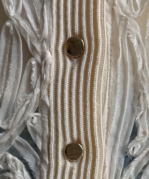 DouDou（ドゥドゥ）の「コードレースニット切替Vカーディガン（カーディガン/ボレロ・レディース・ブラック/ライトベージュ・FREE）」の22枚目の写真