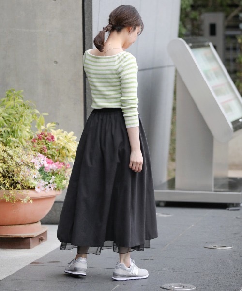 Bou Jeloud（ブージュルード）の「チュール×ピーチ リバーシブルロングスカート（スカート・レディース・ブラック/ベージュ/ピンク・FREE）」の8枚目の写真