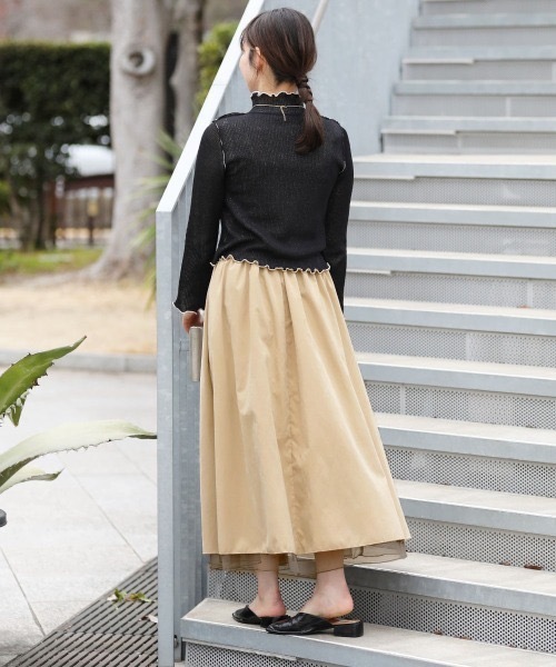 Bou Jeloud（ブージュルード）の「チュール×ピーチ リバーシブルロングスカート（スカート・レディース・ブラック/ベージュ/ピンク・FREE）」の13枚目の写真