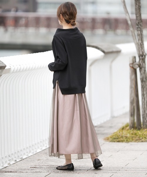 Bou Jeloud（ブージュルード）の「チュール×ピーチ リバーシブルロングスカート（スカート・レディース・ブラック/ベージュ/ピンク・FREE）」の15枚目の写真