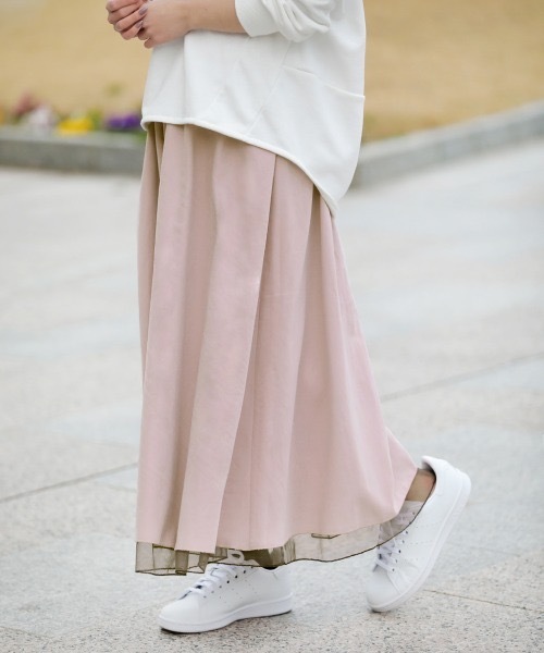 Bou Jeloud（ブージュルード）の「チュール×ピーチ リバーシブルロングスカート（スカート・レディース・ブラック/ベージュ/ピンク・FREE）」の17枚目の写真