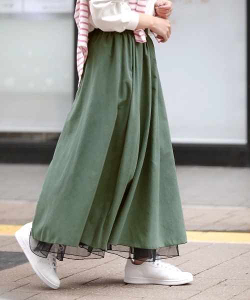 Bou Jeloud（ブージュルード）の「チュール×ピーチ リバーシブルロングスカート（スカート・レディース・ブラック/ベージュ/ピンク・FREE）」の19枚目の写真