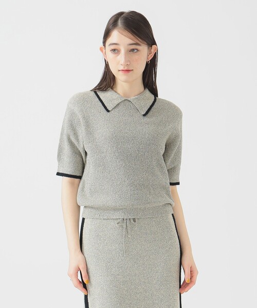 B:MING by BEAMS（ビーミングバイビームス）の「ブークレ ニット ポロシャツ（ポロシャツ・レディース・ネイビー/グリーン/ブラウン系その他・ONE SIZE）」の2枚目の写真