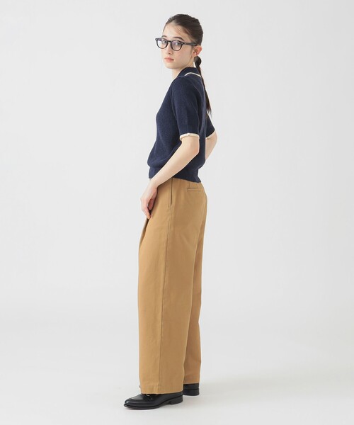 B:MING by BEAMS（ビーミングバイビームス）の「ブークレ ニット ポロシャツ（ポロシャツ・レディース・ネイビー/グリーン/ブラウン系その他・ONE SIZE）」の4枚目の写真