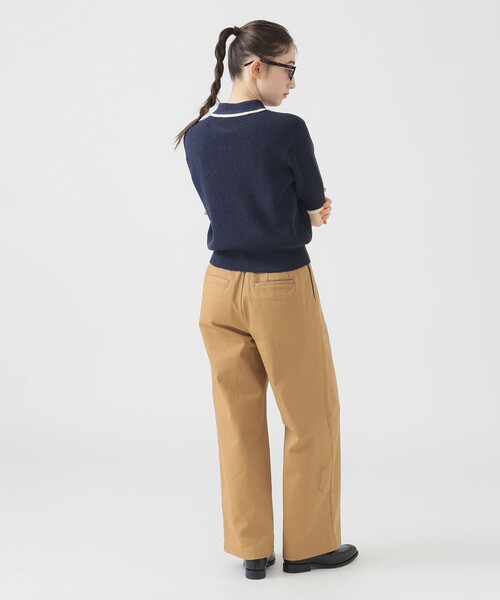 B:MING by BEAMS（ビーミングバイビームス）の「ブークレ ニット ポロシャツ（ポロシャツ・レディース・ネイビー/グリーン/ブラウン系その他・ONE SIZE）」の5枚目の写真