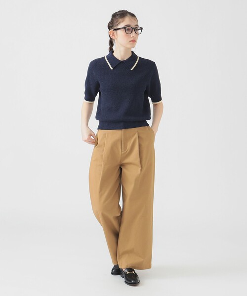 B:MING by BEAMS（ビーミングバイビームス）の「ブークレ ニット ポロシャツ（ポロシャツ・レディース・ネイビー/グリーン/ブラウン系その他・ONE SIZE）」の6枚目の写真