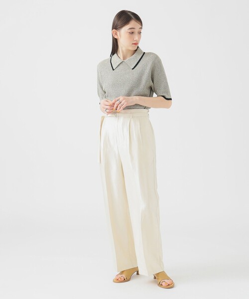 B:MING by BEAMS（ビーミングバイビームス）の「ブークレ ニット ポロシャツ（ポロシャツ・レディース・ネイビー/グリーン/ブラウン系その他・ONE SIZE）」の15枚目の写真