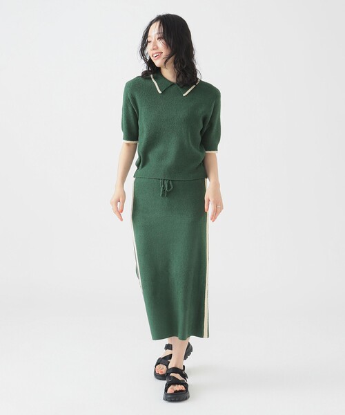 B:MING by BEAMS（ビーミングバイビームス）の「ブークレ ニット ポロシャツ（ポロシャツ・レディース・ネイビー/グリーン/ブラウン系その他・ONE SIZE）」の20枚目の写真