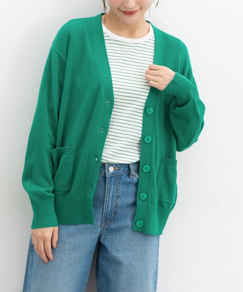 Honeys（ハニーズ）の「【ＵＶカット・ウォッシャブル・花粉リリース加工】花粉対策Ｖネックカーデ（カーディガン/ボレロ・レディース・ブルー/ブラック/ネイビー/ベージュ/グリーン/ピンク・3L/L/LL/M/S）」の3枚目の写真