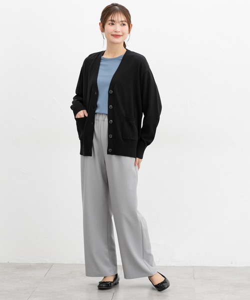 Honeys（ハニーズ）の「【ＵＶカット・ウォッシャブル・花粉リリース加工】花粉対策Ｖネックカーデ（カーディガン/ボレロ・レディース・ブルー/ブラック/ネイビー/ベージュ/グリーン/ピンク・3L/L/LL/M/S）」の9枚目の写真