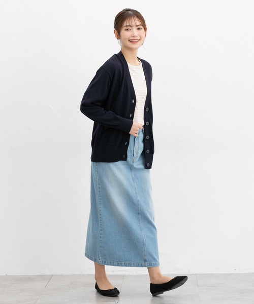 Honeys（ハニーズ）の「【ＵＶカット・ウォッシャブル・花粉リリース加工】花粉対策Ｖネックカーデ（カーディガン/ボレロ・レディース・ブルー/ブラック/ネイビー/ベージュ/グリーン/ピンク・3L/L/LL/M/S）」の11枚目の写真