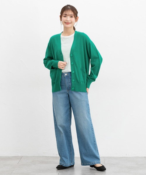 Honeys（ハニーズ）の「【ＵＶカット・ウォッシャブル・花粉リリース加工】花粉対策Ｖネックカーデ（カーディガン/ボレロ・レディース・ブルー/ブラック/ネイビー/ベージュ/グリーン/ピンク・3L/L/LL/M/S）」の15枚目の写真