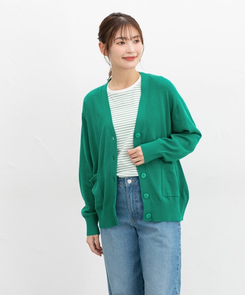 Honeys（ハニーズ）の「【ＵＶカット・ウォッシャブル・花粉リリース加工】花粉対策Ｖネックカーデ（カーディガン/ボレロ・レディース・ブルー/ブラック/ネイビー/ベージュ/グリーン/ピンク・3L/L/LL/M/S）」の16枚目の写真