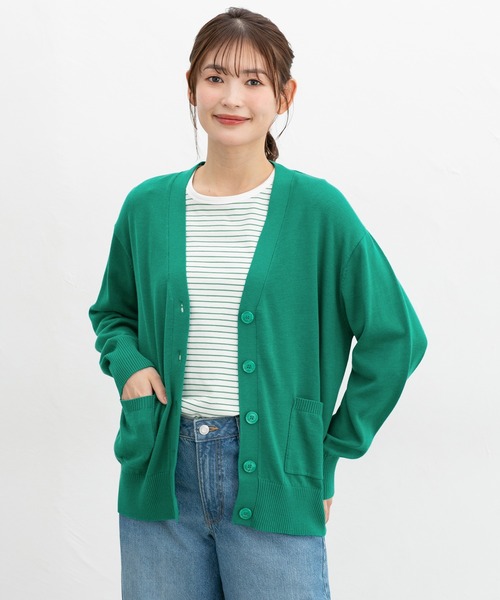 Honeys（ハニーズ）の「【ＵＶカット・ウォッシャブル・花粉リリース加工】花粉対策Ｖネックカーデ（カーディガン/ボレロ・レディース・ブルー/ブラック/ネイビー/ベージュ/グリーン/ピンク・3L/L/LL/M/S）」の17枚目の写真