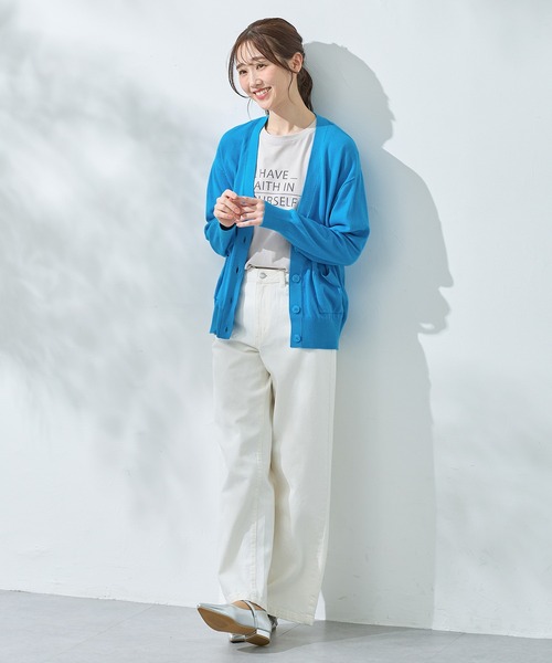 Honeys（ハニーズ）の「【ＵＶカット・ウォッシャブル・花粉リリース加工】花粉対策Ｖネックカーデ（カーディガン/ボレロ・レディース・ブルー/ブラック/ネイビー/ベージュ/グリーン/ピンク・3L/L/LL/M/S）」の18枚目の写真