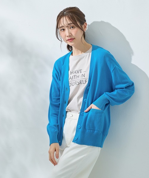 Honeys（ハニーズ）の「【ＵＶカット・ウォッシャブル・花粉リリース加工】花粉対策Ｖネックカーデ（カーディガン/ボレロ・レディース・ブルー/ブラック/ネイビー/ベージュ/グリーン/ピンク・3L/L/LL/M/S）」の19枚目の写真