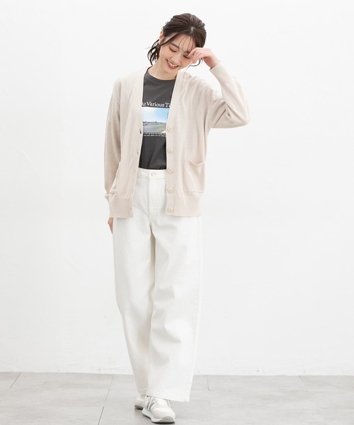 Honeys（ハニーズ）の「【ＵＶカット・ウォッシャブル・花粉リリース加工】花粉対策Ｖネックカーデ（カーディガン/ボレロ・レディース・ブルー/ブラック/ネイビー/ベージュ/グリーン/ピンク・3L/L/LL/M/S）」の22枚目の写真