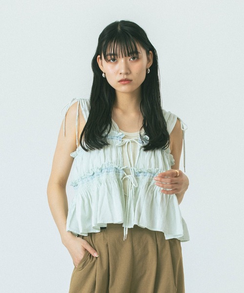 ROSE BUD(ローズバッド)の「SLV.LESS GATHERED BLOUSE(シャツ/ブラウス・レディース・ネイビー/ブルー・ONE SIZE)」の18枚目の写真