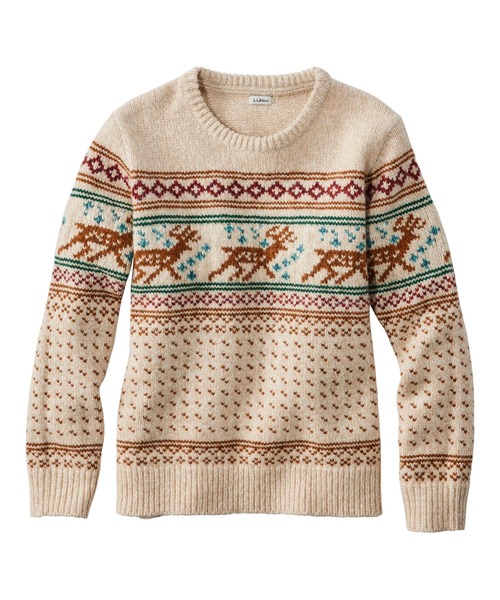 L.L.Bean(エルエルビーン)の「ビーンズ・クラシック・ラグ・ウール・セーター、クルーネック インターシャ 米国フィット・プチ(ニット/セーター・レディース・ベージュ系その他/レッド系その他・X-SMALL/SMALL/MEDIUM)」の2枚目の写真
