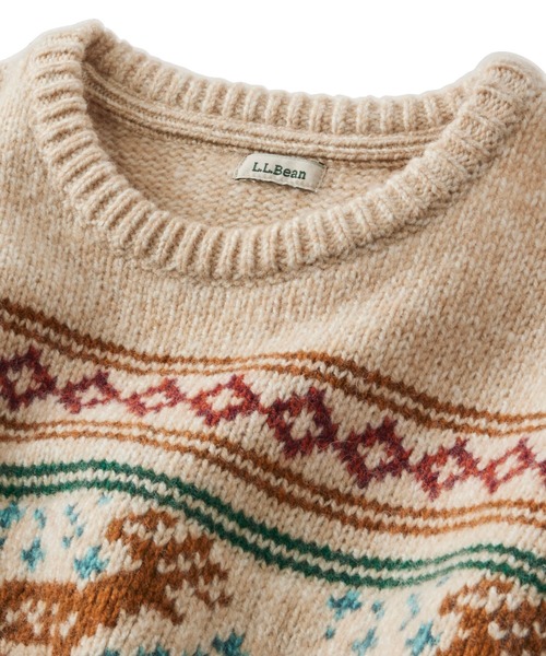L.L.Bean(エルエルビーン)の「ビーンズ・クラシック・ラグ・ウール・セーター、クルーネック インターシャ 米国フィット・プチ(ニット/セーター・レディース・ベージュ系その他/レッド系その他・X-SMALL/SMALL/MEDIUM)」の3枚目の写真
