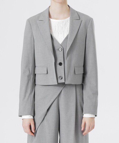 LOVELESS(ラブレス)の「レイヤードライクジャケット(テーラードジャケット・レディース・ライトグレー・36/34)」の6枚目の写真