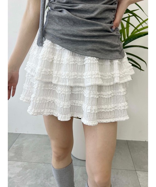 PHILLY（フィリー）の「【PHILLY】フリルティアードミニスカート（スカート・レディース・ホワイト/アイボリー/ブラック・FREE）」の4枚目の写真