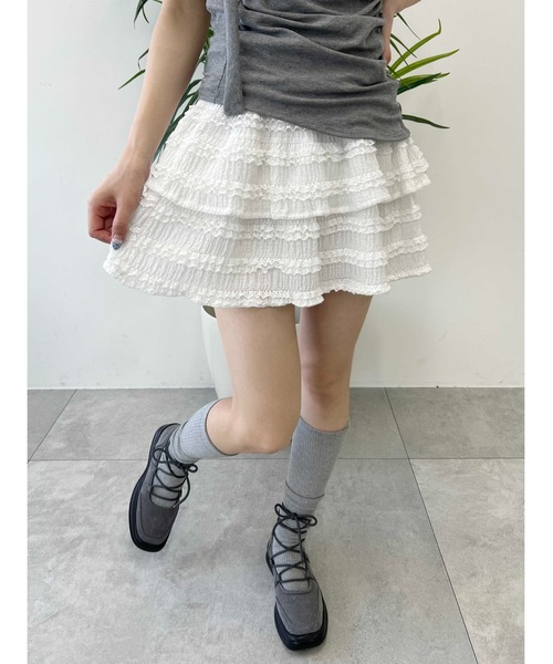 PHILLY（フィリー）の「【PHILLY】フリルティアードミニスカート（スカート・レディース・ホワイト/アイボリー/ブラック・FREE）」の6枚目の写真