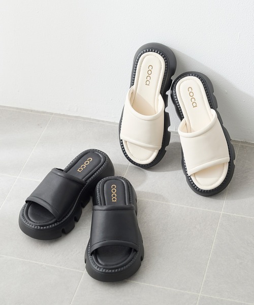 coca(ANDEX shoes product)(コカ)の「厚底 バルキーソール ミュールサンダル(サンダル・レディース・ホワイト/ブラック・LARGE/MEDIUM/SMALL)」の2枚目の写真