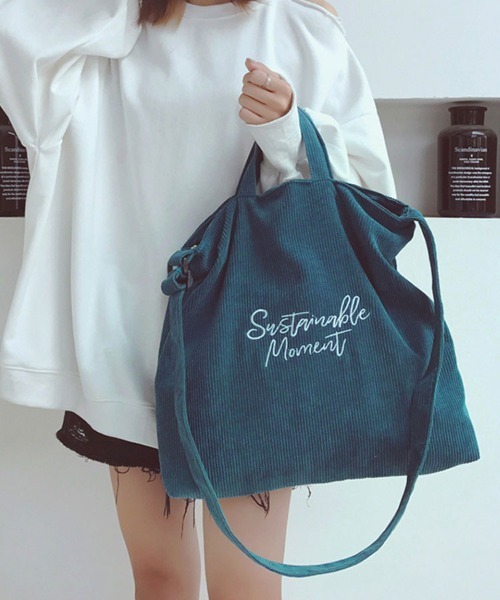SallyLunn(サリーラン)の「コーデュロイ2WAYショルダーバッグ(ショルダーバッグ・レディース・ブラック/グリーン/グレー/ブラウン・FREE)」の4枚目の写真