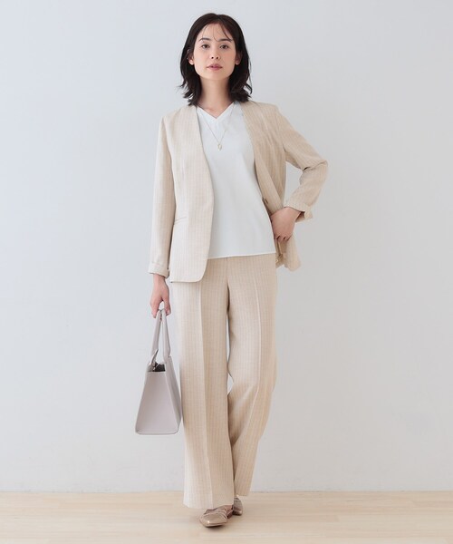 INDIVI(インディヴィ)の「【こなれSETUP】リネンライクノーカラージャケット(ノーカラージャケット・レディース・ライトグレー系3/ナチュラル/アイボリー系2/チャコール/ネイビー・15 /13/12/05/03/40/38/36/19)」の9枚目の写真