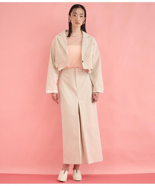 Settimissimo（セッティミッシモ）の「布帛 レイヤード ツイル ショート ジャケット（テーラードジャケット・レディース・アイボリー/ブラック・FREE）」の21枚目の写真