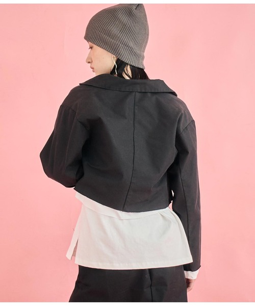 Settimissimo（セッティミッシモ）の「布帛 レイヤード ツイル ショート ジャケット（テーラードジャケット・レディース・アイボリー/ブラック・FREE）」の15枚目の写真