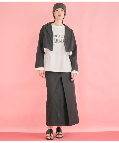 Settimissimo（セッティミッシモ）の「布帛 レイヤード ツイル ショート ジャケット（テーラードジャケット・レディース・アイボリー/ブラック・FREE）」の14枚目の写真